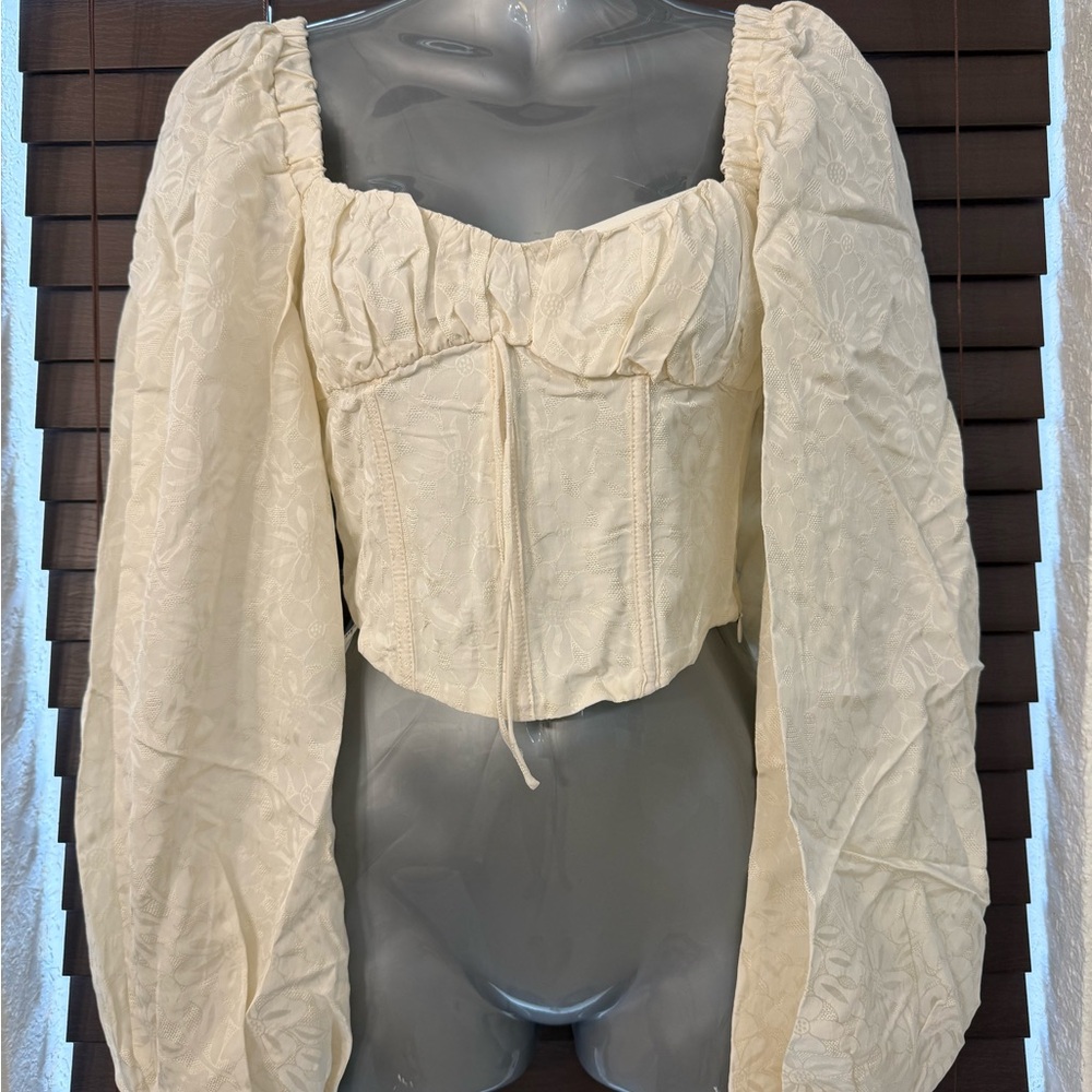 Cream Puff Sleeve Corset Top
